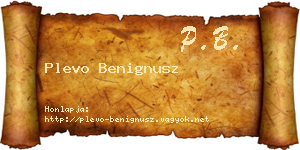 Plevo Benignusz névjegykártya